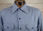 Vintage 1950s Blue Chambray Button Up Work Shirt Selvedge Long Sleeve Mens L