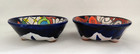 2 Talavera Pottery Mexico Hand Painted Footed Salsa Bowls  4 3 8  D   New Mint
