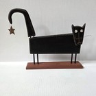 Vintage Dan Dipaolo Signed Primitive Wooden Black Cat Folk Art Figure