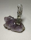 Vintage Pewter Wizard Figure W  Staff And Orb On Amethyst Crystal Geode