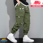 Cargo Pants For Men Loose Expression Print Flap Pocket Drawstring Waist Pants
