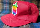 Vintage 1980s Apple Computers Red Logo Trucker Hat Osfa 