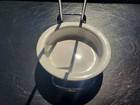 Pampered Chef Spoon Rest Chrome   Ceramic Spoon Ladle Holder Retired Euc