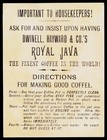 C1880s Dwinell Hayward   Co Boston Ma Royal Java Victorian Coffee Trade Card