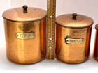 Lot 4 O d i  Vintage Copper Nesting Kitchen Canisters Set Flour Sugar Coffee Tea