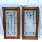 Antique Stained Leaded Glass Windows Beveled  Geometric Arts   Crafts Bungalow