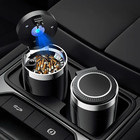 Portable Car Ashtray With Blue Light Smokeless Cigarette Holder Mini Ash Tray