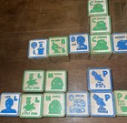 Vintage Sesame Street Wooden Building Blocks Letters Numbers Pictures 