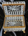 Antique Crystal And Brass Jewelry Box  Vanity Box Or Candy Dish
