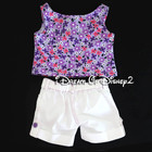 Build-a-bear Purple Floral Print Top  White Clam Digger Shorts Set Teddy Clothes