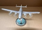 Vintage 1950s Air France Aluminum Model Plane Globe Base Reseau Aerien Mondial