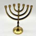 Vintage Hanukkah 7 Branch Menorah Jewish Brass  Candle Holder From Jerusalem
