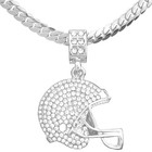 Gold Silver Tone Football Helmet Pendant 20  Or 24  Miami Cuban Chain Mcp 1049 G
