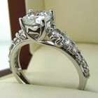 2 30ct Round Cut Real Moissanite Solitaire Engagement Ring 14k White Gold Plated