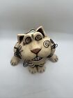 Vtg C Butler Jones Signed Art Pottery Ceramic Whimsical Cat Coin Bank Signed 7   