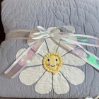 Pottery Barn Kids Daisy Flowers Appliqu  d Hand Quilted Quilt  Twin   Light Blue