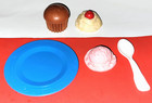 Vtg Fisher Price Fun W  Food Strawberry Ice Cream   Vanilla Cup Cake Desert Lot
