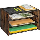 3-tier Paper Organizer Letter Tray  Wooden Desk File Organizer  Stackable 