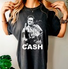 Johnny Cash Middle Finger Screen Printed Tee Shirt Flip Off Giving The Bird
