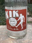 Vintage Kik Cola Bottle W  Embossed Soccer Character 28oz