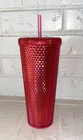 New Starbucks 2019 Hot Pink Studded Bling Iridescent Cold Cup Tumbler Venti 24oz