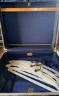 Vintage Samsonite Luggage Set 2 - Blue Marble Key Nice Ladies Train Case Travel 