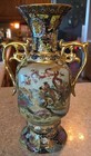 Large Japanese Royal Satsuma Hand Painted Palace Vase 12    W  Gold Accents Birds