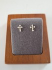 14k Gold Baby Childs Cz Cross Earrings Studs