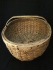 Antique Handmade Signed Splint Oak Basket Curved Handle 12  X 15  X 8 1 2 