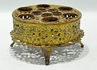 Vtg Hollywood Regency Ornate Gold Tone Round Filigree Vanity Lipstick Holder 4 