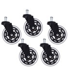 Set Of 5 3 Inch Office Chair Replacement Casters Heavy Duty Rubber Swivel Wheels
