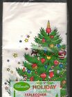 Vintage Christmas Tree Party Tablecover 54  X 96  Paper Green White Retro Ullman