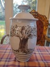Lidded Jar Tree Of Life Vessel Studio Pottery Earthenware Initials S W Pale Grey