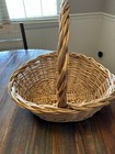 Large Oval Woven Wicker Rattan Storage  Gathering Basket W  Handle