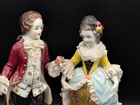 1900s Antique Volkstedt German Porcelain Lace Figurine Little Couple Marked Rare