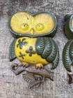 Vintage Set 2 Sexton Metal Owl Wall Art Hangings Plaques Mid Century 1970