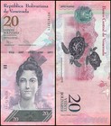Venezuela 20 Bolivar Fuerte  2007-2014  P-91  Used X 100 Pcs Bundle Pack