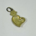 Vintage Gold Tone Pave Set Crystals Heart W  Flower Shape Pendant Charm Lg Bale