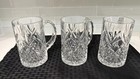 Handcrafted Scalloped Handle  Heavy Cut  Lead  Crystal Beer Mug  5 5  - 3 Pcs