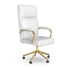 Ergonomic Leather Office Chair High Back Computer Desk Chair With Padded Arm