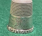 Antique Simons Bro  Sterling Silver Thimble   Grape Leaf  Cluster Pattern     10