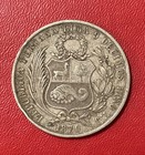 1870 Yj Peru Un Sol Silver Coin 90  25g 22 5g Asw