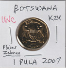 Botswana 1 Pula 2007 K24 Plains Zebra 7-sided Thick Coin South African Mint