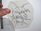 Vtg 1960s 1970s Tattoo Acetate Stencil Shocker Lightning Skull Rep1
