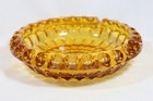 Vintage Amber Glass Ashtray Thumbprint Pattern On Edges 6 Inch Trinket Catcher