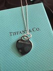 Tlffany Co Sterling Silver Pink Heart Pendant Necklace