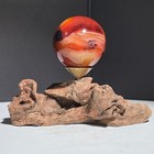 141g Natural Silk Wrapped Agate Ball Crystal Jewelry Reiki Energy Healing stand