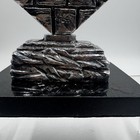 Silver Tone Brick Pattern Hanukkah Menorah Sculpture Black Base Judaica Heavy