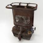 Antique Cast Iron Stove Heater Scroll Finger Loop Mica Primitive Cabin Decor