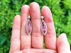 5 60ct Pink Tourmaline And 1 10ct Diamond  Platinum Drop Earrings Circa 1925